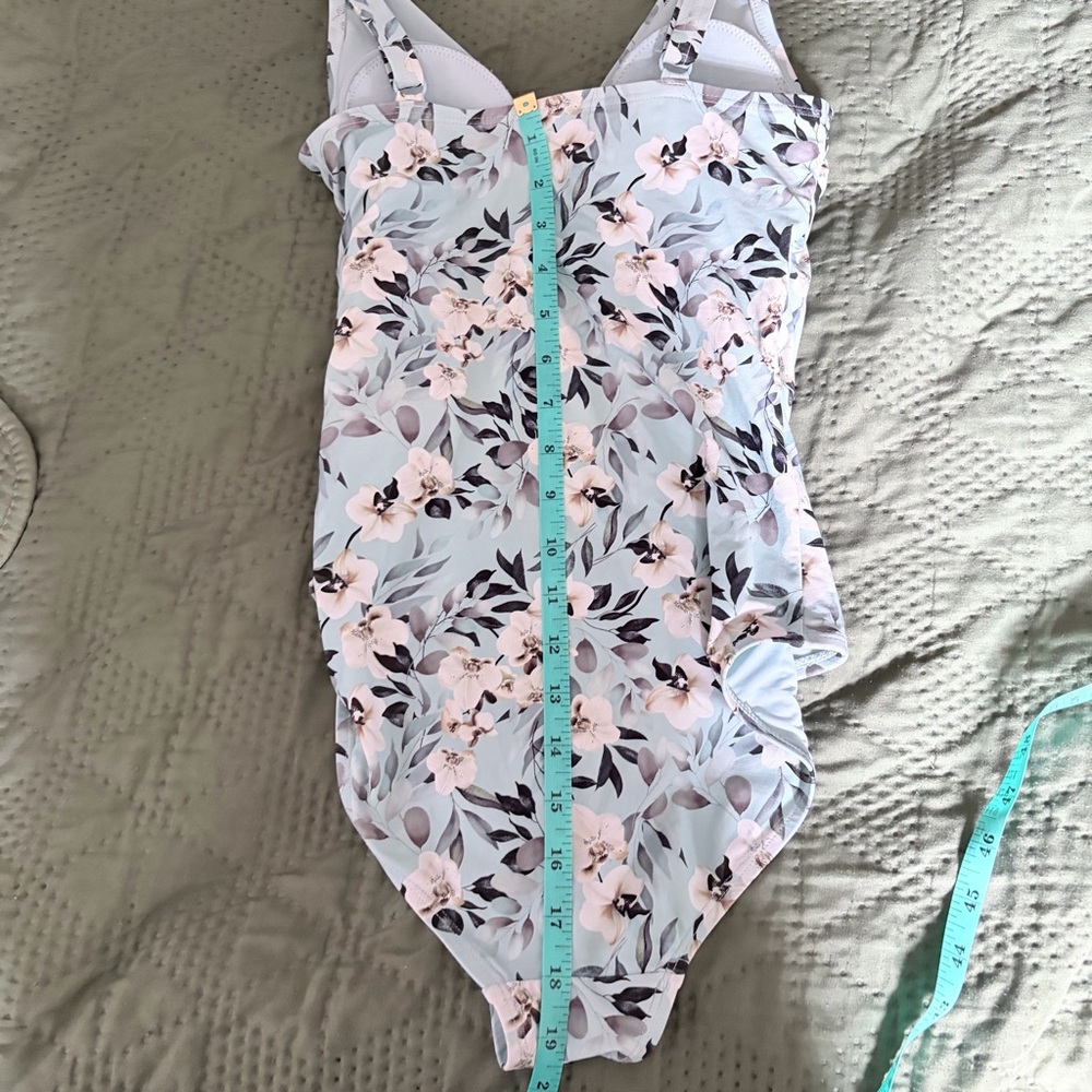 Nip Tuck Swim Floral Ruched One Piece Swimsuit Tummy Control Mint Green 6 - Picture 8 of 10